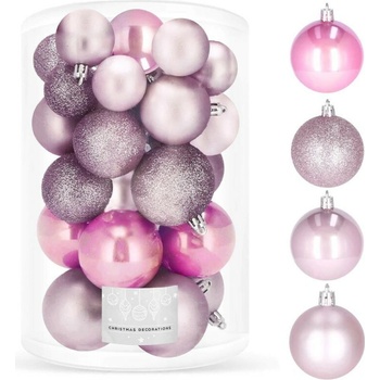 SPRINGOS Vianočné banky ružové mix 4 5 6cm sada 30ks