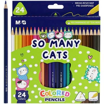 M&G Pastelky trojhranné So Many Cats sada 24 ks 450874