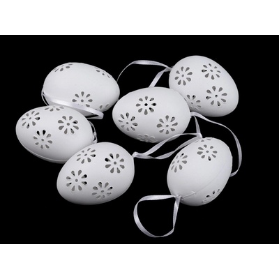 Velikonoční děrovaná vajíčka k zavěšení / domalování, barva bílá – Zboží Dáma