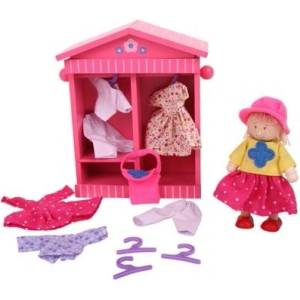 Bigjigs Toys - Дървен гардероб за кукли (BJ763)