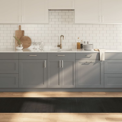 vidaXL Килим, правоъгълен, черен, 70x500 см, бамбук (376762)