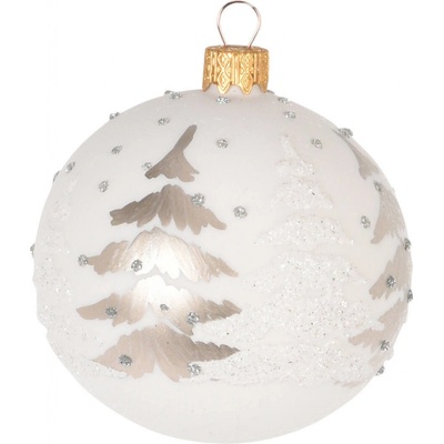 Home Styling Collection Skleněná vánoční ozdoba s brokátovým zdobením ? 8 cm barva bílá