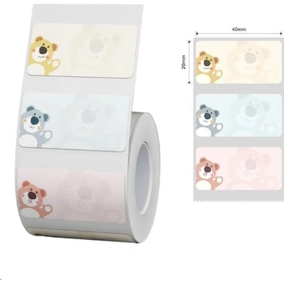 Niimbot A2A78838501, 40x20mm, 320ks, Medvídci, barevné samolepicí štítky