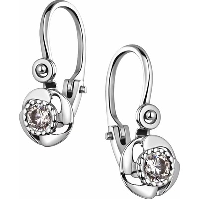 Zlaton Náušnice bílé zlato květina se zirkonem visací 1.3cm 1.2g 000171007242