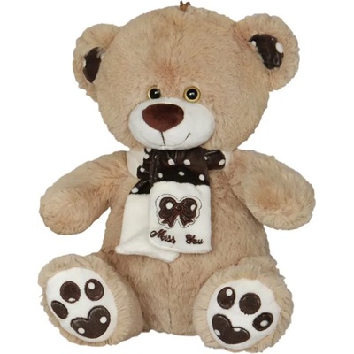 Амек Тойс Плюшена играчка Амек Тойс - Мече с пепитен шал, 30 cm, кафяво (040118-2)