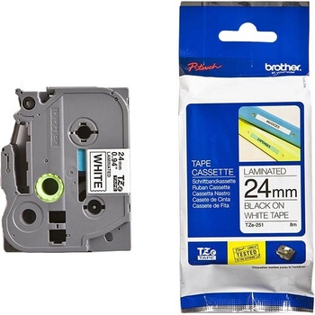 Brother Лента Brother TZE251 24 mm, черен печат върху бяла лента (3030100400)