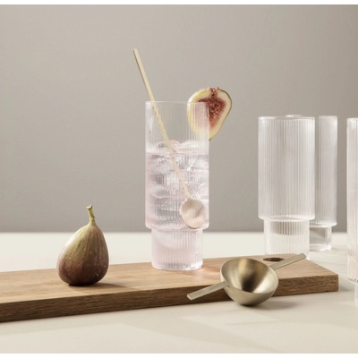 Ferm Living Sklenice Ripple Long set čirá barva sklo 4 x 300 ml