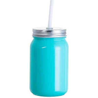 Mason Sklenice " Jar" bez ouška tyrkysová sublimace termotransfer 450 ml