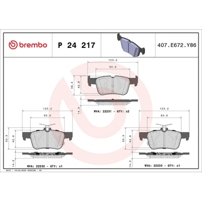 Sada brzdových platničiek kotúčovej brzdy BREMBO P 24 217 P 24 217