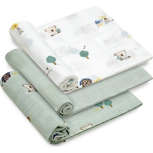 Interbaby Муселинови пелени Interbaby - Granja Koala, 80 x 80 cm, 3 броя, зелени (98983-03) - ozone
