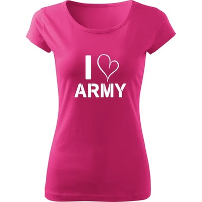 DRAGOWA дамска тениска, I Love Army, розова, 150г/м2 (6485)