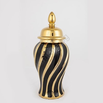 Eurolamp Керамичен буркан 36, 5x16 см златист/черен (EU0499)