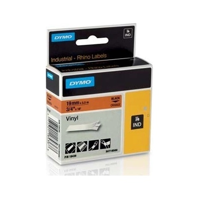 DYMO Rhino 18436, S0718500, 19mm x 5, 5m черен печат / оранжев фон, оригинална лента (18436)