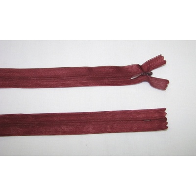 Zips krytý 3mm nedeliteľný 60cm bordový dederon