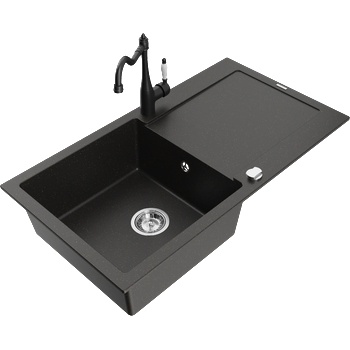 Mexen Leo гранитна мивка с 1 отделение с дренаж и кухненски смесител Карла, (6501-75-670700-70)