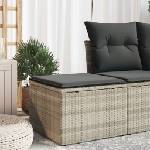 vidaXL Градинска табуретка с възглавница сива 55x55x37 см полиратан (366179)