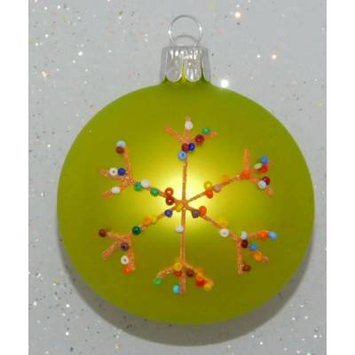 ORNEX Guľa sklenená zelená vločka 70 mm