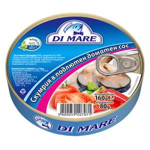 DI MARE Скумрия в подлютен доматен сос 160гр