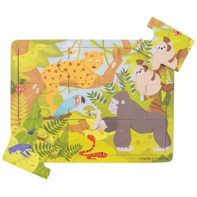 Bigjigs Toys - Дървен пъзел в рамка - Джунгла