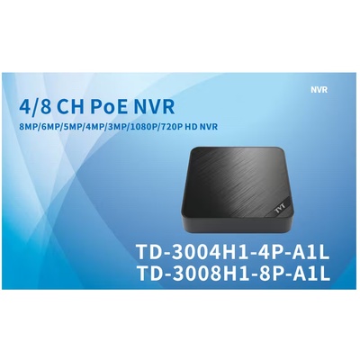 TVT NVR 8CH TD-3008H1-8P-A1L, 1xHDD, POE, no VGA (TD-3008H1-8P-A1L)