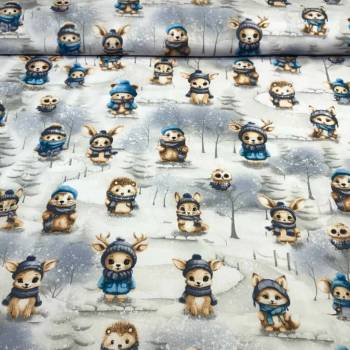 Vianočný bavlnenej látky vzor Vianoce na Bielom, metráž 160 cm