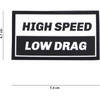 Gumová nášivka 101 Inc nápis Hight Speed Low Drag - čierna