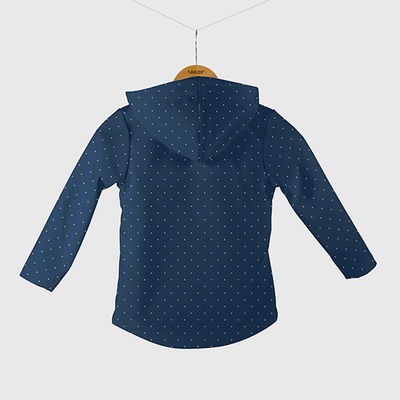 Panel se střihem 86 softshell bunda bílé puntíky na tmavě modré