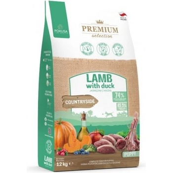POKUSA Premium Selection Countryside - храна за подрастващи кученца от всички породи, хипоалергенна формула, без зърно, с агнешко и патешко, 12 кг - Полша