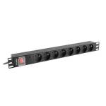 Lanberg разпределителен блок (pdu) 19"" 1U 16a 2m 8x френски изхода чер (PDU-08E-0200-BK)