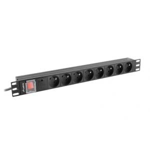 Lanberg разпределителен блок (pdu) 19"" 1U 16a 2m 8x френски изхода чер (PDU-08E-0200-BK)