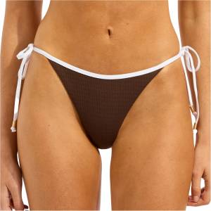 Seafolly Дамско бикини долнище Seafolly Women's Beach Bound Tie Side Rio Pant Bikini bottom - Dark Chocolate - размер 32 (EU) (150-5769-0111)