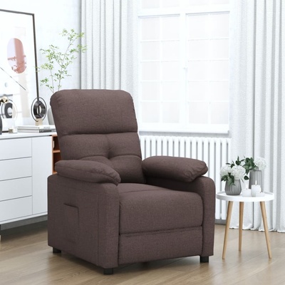 Shumee elektrické masážní polohovací křeslo tmavě hnědé textil – Zboží Dáma