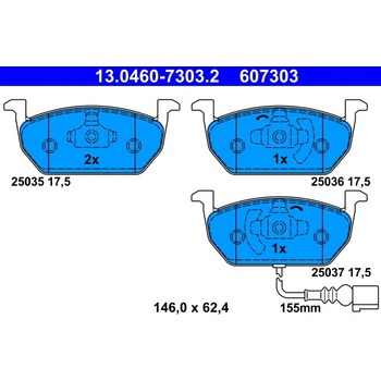 ATE Sada brzdových platničiek kotúčovej brzdy 13046073032