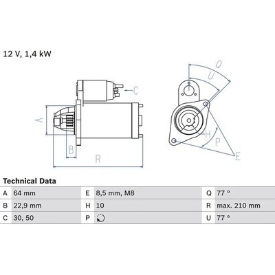 BOSCH 0 986 025 080 Startér (0986025080)