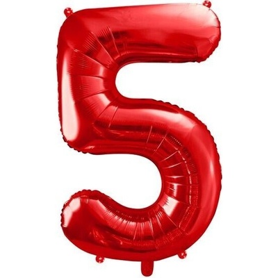 PartyDeco Fóliový balónek číslo5 ČERVENÝ 86 cm