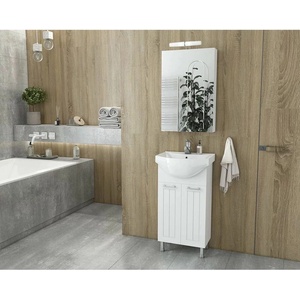 Drop Комплект от бели стенен шкафове и мивка Drop Ritmo 45 см (5PRT045WH+6BSA045PC)
