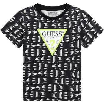 GUESS Тениска с къс ръкав в черно и бяло за момче с електрикаво лого Guess