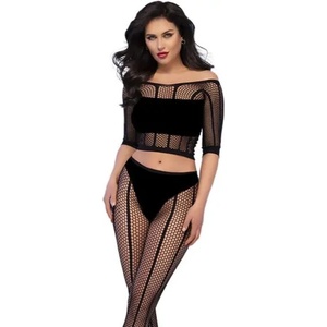  Сет, топ и клинче, мрежеста изработка - CR 4647 Black S/M (D-238981)