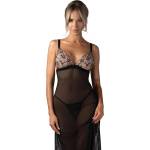 Obsessive Прозрачна дълга нощница Vila BlanesEH-85963-CZARNY - Черен, размер XS/S