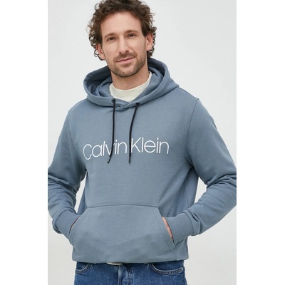 Calvin Klein Памучен суичър Calvin Klein в синьо с качулка с принт (K10K107033.PPYX)