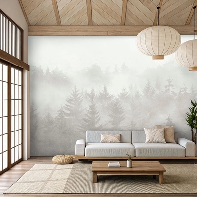 Art Gift Decor Фототапет мъглива гора с иглолистни дървета