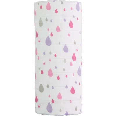 T-Tomi Veľká Bavlnená Tetra Osuška 120x120 cm Pink Drops/Ružové Kvapky
