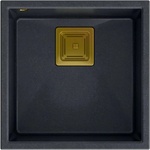 Quadron Композитна мивка за под плот Quadron Unique David 40 черно-златна 42x42 см (HQD4242U8-G1) Мивка за вграждане