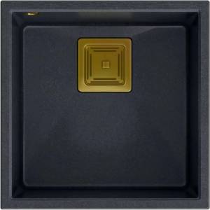 Quadron Композитна мивка за под плот Quadron Unique David 40 черно-златна 42x42 см (HQD4242U8-G1) Мивка за вграждане