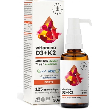 Aura Herbals Витамин D3 1000 IU + K2 18.75 g Форте, орален спрей 50 ml | Aura Herbals (612843 AH)