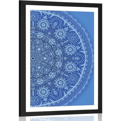 Plakát s paspartou okrasná Mandala s krajkou v modré barvě - 40x60 black