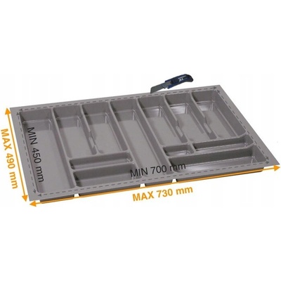 Rejs Organizér do zásuvky na příbory Rejs 73 x 49 cm plast šedá