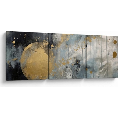 Obraz - Abstrakcia so zlatou guľou, trojdielne 120x40 cm