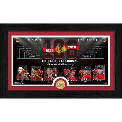 Highland Mint Sběratelská plaketa Chicago Blachawks NHL 100th bronze coin Timeline photo mint