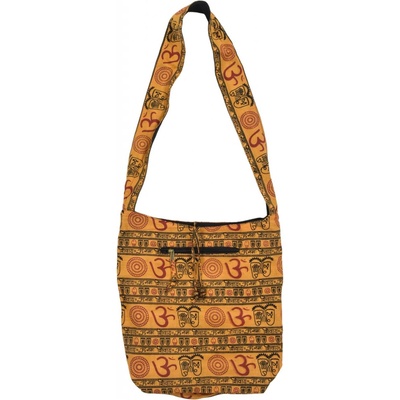 Sanu Babu Žlutá taška přes rameno s potiskem mantry kapsy zip 39x40cm